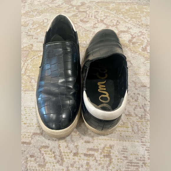 Sam Edelman Black Lacey Croc Embossed Slip On Shoes Loafers - Picture 3 of 5